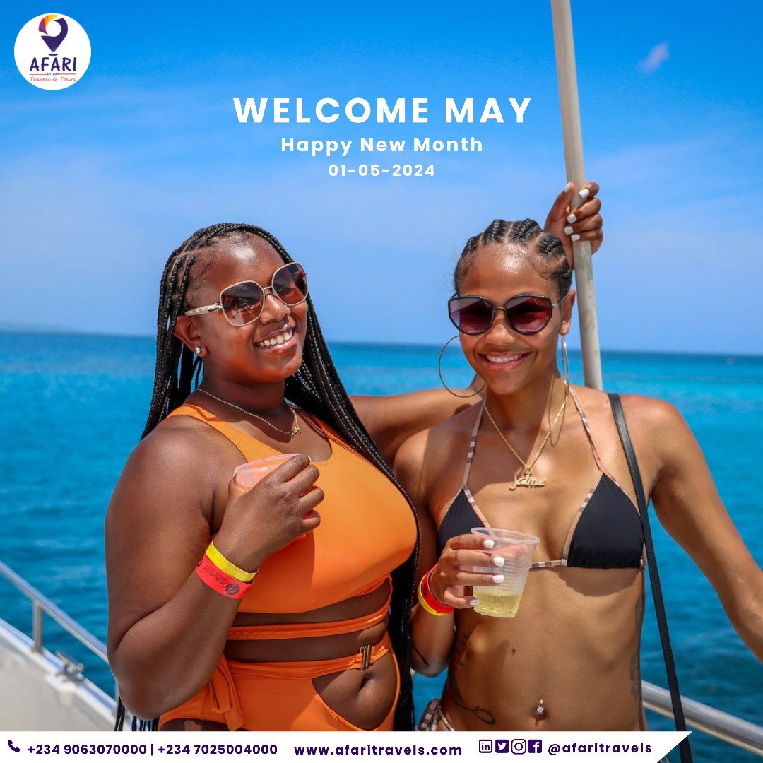 Happy New Month! May your paths be as open and inviting as the sky above. Bon voyage on this amazing journey through the beautiful month of May!

#happynewmonth #Afaritravels #travelagentinlagos #travelinsuranceinlagos #travelagentinlekki #travelagencyinlagos #travelagencyinlekki