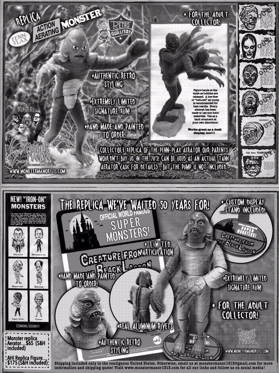 Dropping this Friday! Don’t miss out on these babies! 

#RetroToys #classicmonsters #creaturefeature #creaturefromtheblacklagoon #ahimonsters #famousmonsters #vintagemonsters #monstertoys #reprotoys #retroqualitoy #monstermanor1313 #monstermanor #retrocollector
