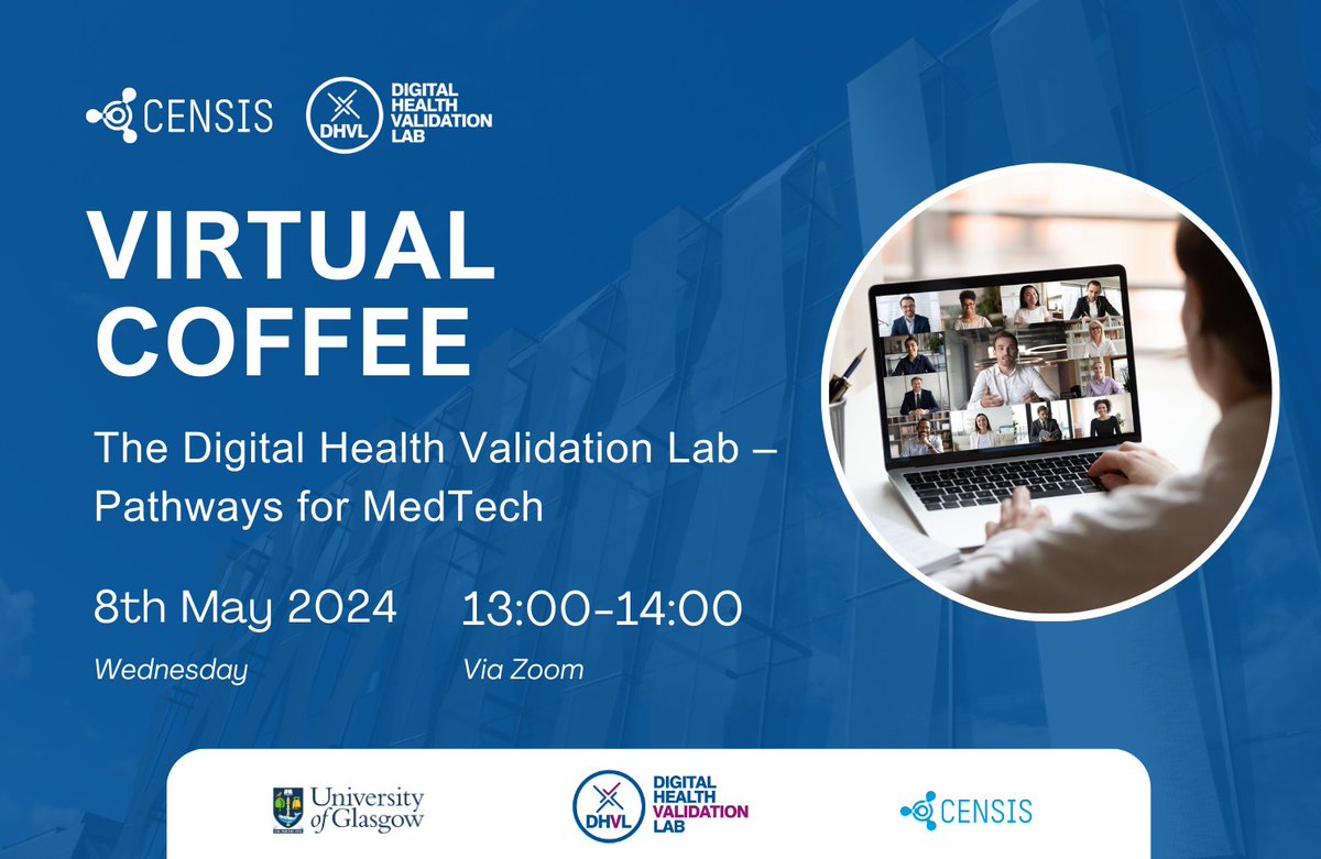 Are you currently developing a digital health or telemedicine idea? Don't miss this virtual coffee session with @CENSIS121 and our Digital Health Validation Lab to gain insight into the adoption of digital health innovations into clinical settings. 👉 shorturl.at/quCY7