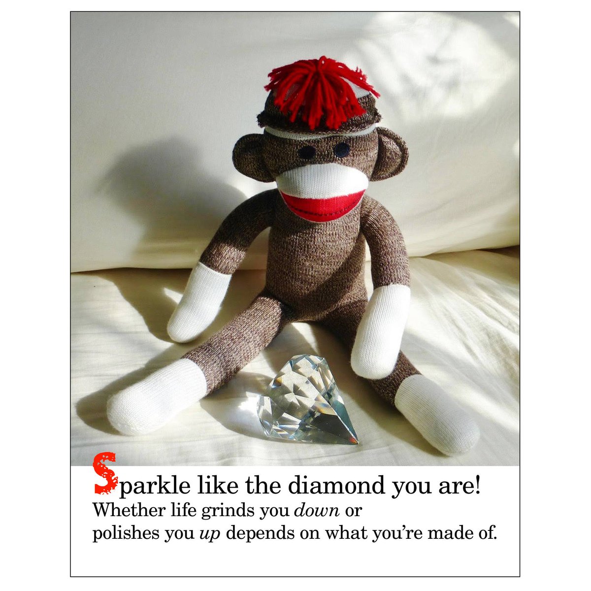 Thought for today. #sockmonkeysez #motivation #inspiration #wordsofwisdom #wordstoliveby #sparkleandshine #shinebrightlikeadiamond #dontletanyonedullyoursparkle #lovetoseeyoushine #whatareyoumadeof #shineonyoucrazydiamond