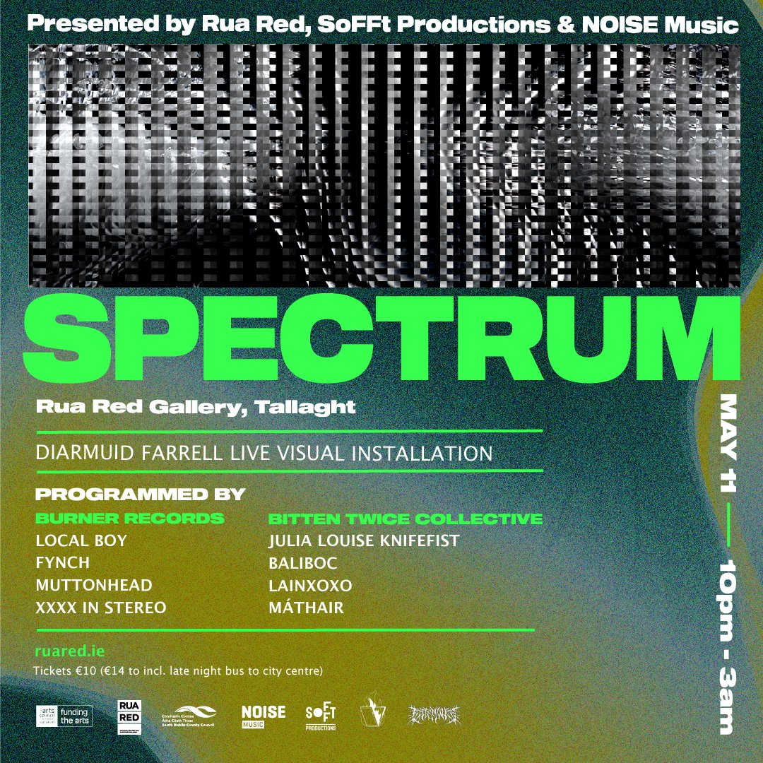 WIN a pair of TICKETS to SPECTRUM III at @RuaRed, on Saturday 11th May. For a chance to win: SHARE THIS POST + TAG WHO YOU'LL BE BRINGING! Competition closes SUNDAY 5TH MAY 6PM. @NOISEMusic3 @SDCCArts @burnerrecs