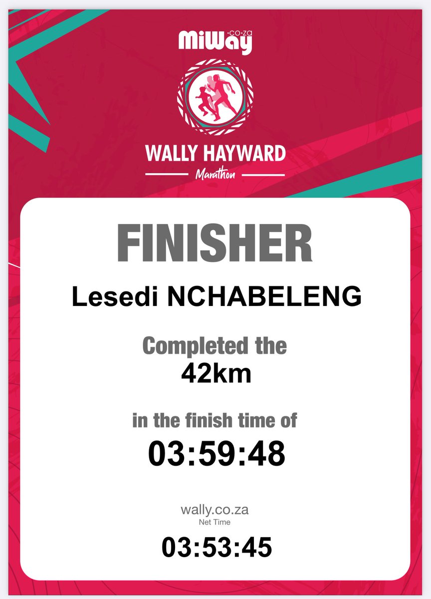 MiWay Wally Hayward Marathon done and dusted. 
Added 8km at the end to make it a 50k ultra.
#WallyHaywardMarathon24
#MiWally2024
#BornToRun 
#RoadToComrades
#TeamVitality