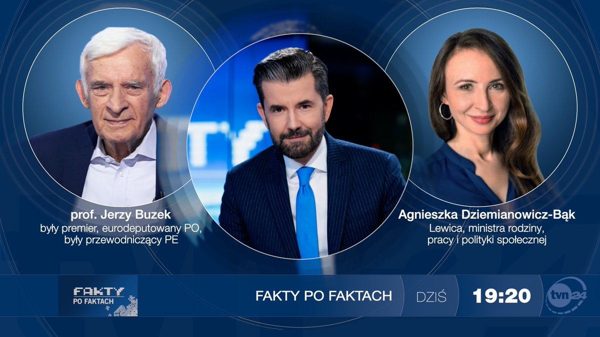 W środę gościem Piotra Marciniaka będzie były premier @JerzyBuzek, następnie gościnią będzie ministra @MRPiPS_GOV__PL @AgaBak. Zapraszamy o 19:20 do @tvn24.