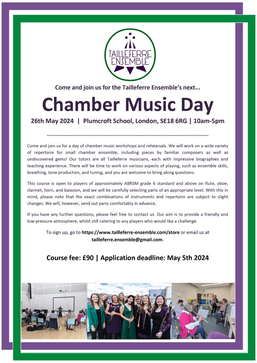 As we approach the date for our chamber music outreach day we’d like to make fellow musicians aware that there are still some slots available if you’d like to join us on a day full of learning, sharing good practice and playing music together. To book your spot follow link in bio
