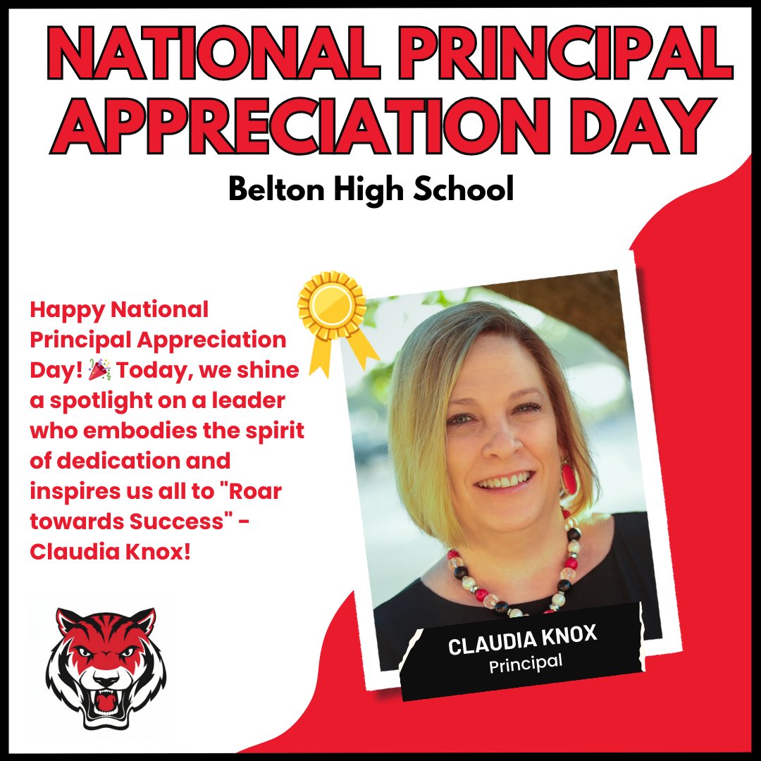 Let's celebrate Principal Claudia Knox on School Principal Day! Your remarkable leadership is the driving force behind our school's achievements. Thank you for your dedication, guidance, and endless support. Here's to your continued impact on shaping bright futures! 🌟