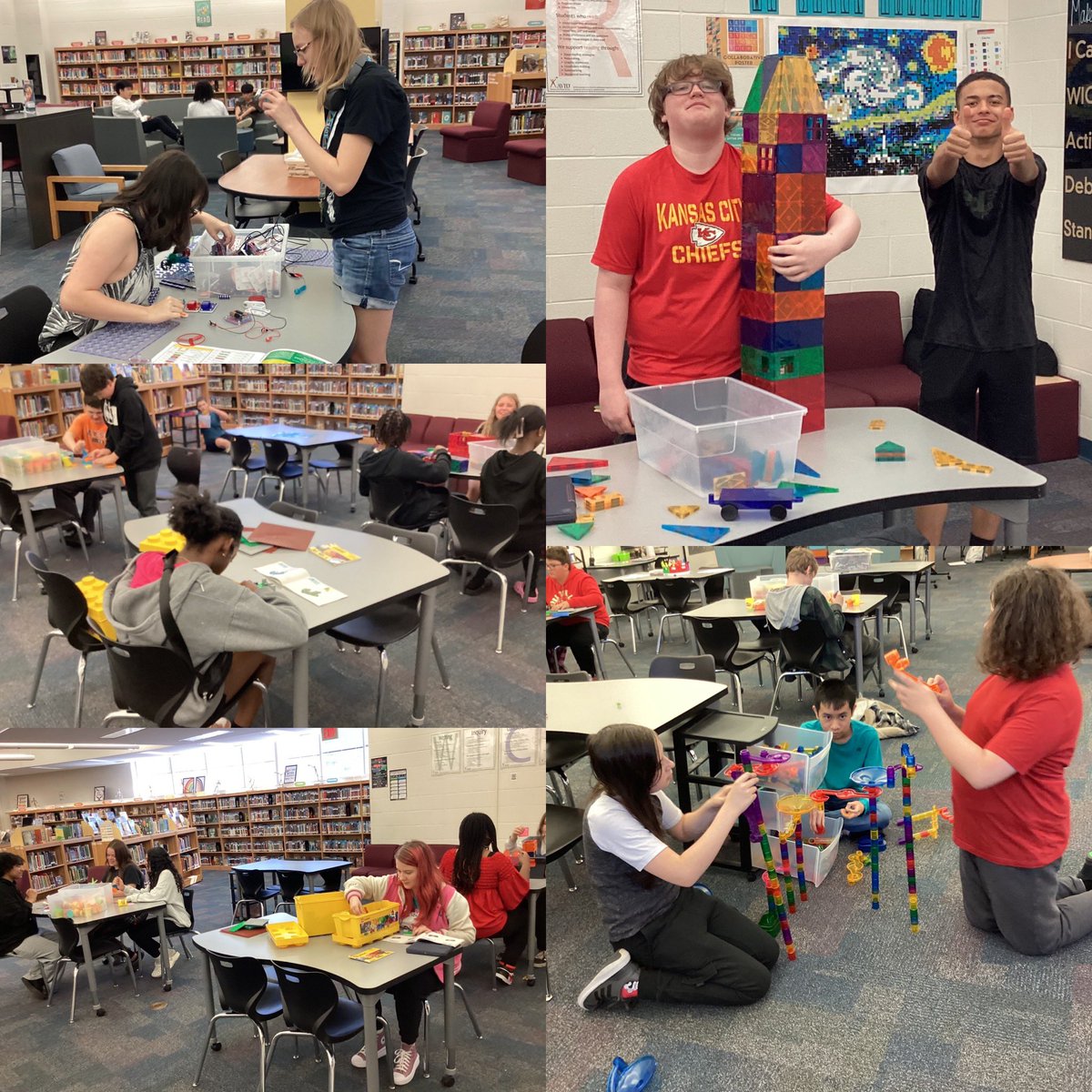 I can collaborate with others to construct new knowledge through tinkering and making in the library. Our 8th graders persisted through the creation process together and had a lot of fun trying each other’s ideas! @NKCSchools @angiegroenke @tia_barbosa #nkclibraries