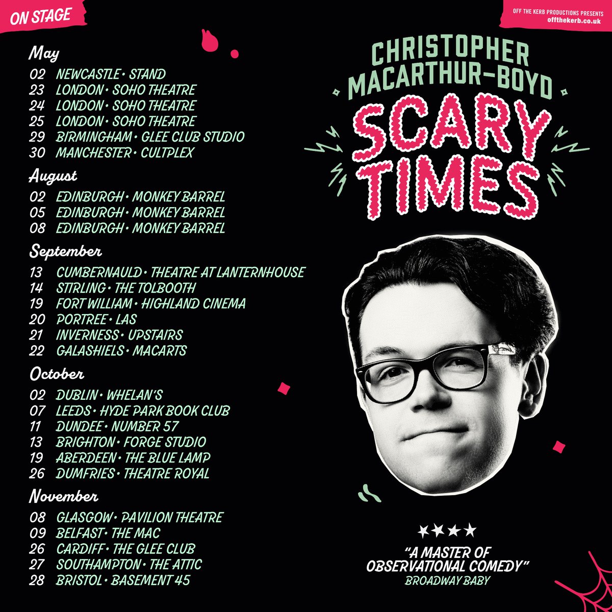 CHRISTOPHER MACARTHUR-BOYD ✨SCARY TIMES TOUR 2024 ✨ 🏴󠁧󠁢󠁳󠁣󠁴󠁿 🏴󠁧󠁢󠁥󠁮󠁧󠁿 🇮🇪 🏴󠁧󠁢󠁷󠁬󠁳󠁿 as heard on ‘here comes the guillotine’ “a master of observational comedy” “on killer form… hit after hit after hit” “speccy”