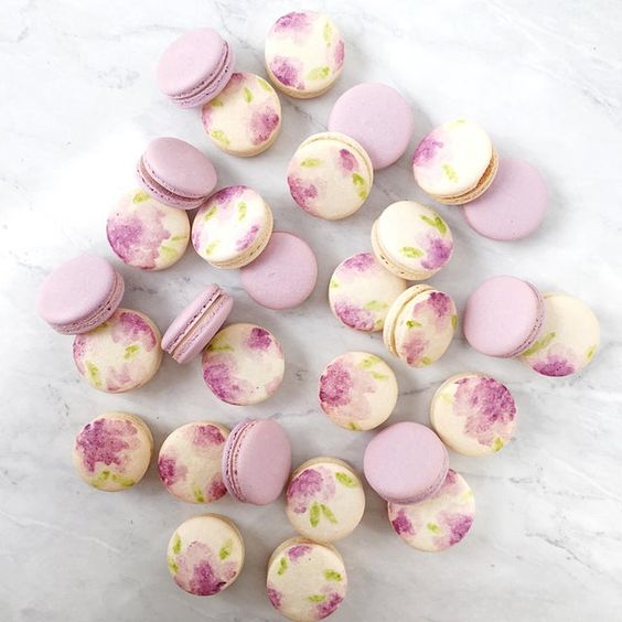 hand painted floral macarons