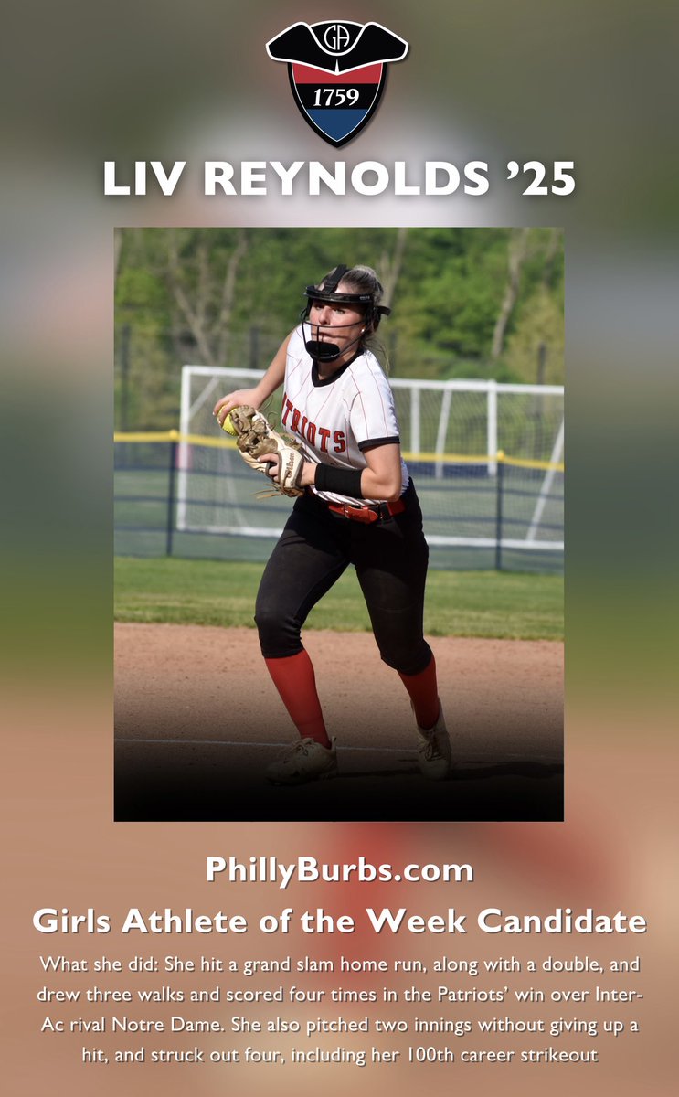 Liv Reynolds ’25 is up for Athlete of the Week! Check out what she did below, and cast your vote often! phillyburbs.com/story/sports/h…