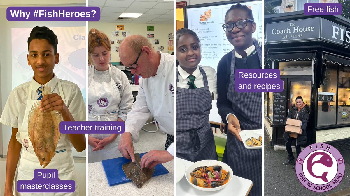 #FishHeroes not only gets pupils cooking with fish, it gives them an opportunity to learn about health, nutrition & sustainability, all through hands-on practical work.🧑‍🍳🐟

1000s of pupils have benefited, why not get involved?

foodteacherscentre.co.uk/fish-heroes/ @FoodTCentre @FishmongersCo