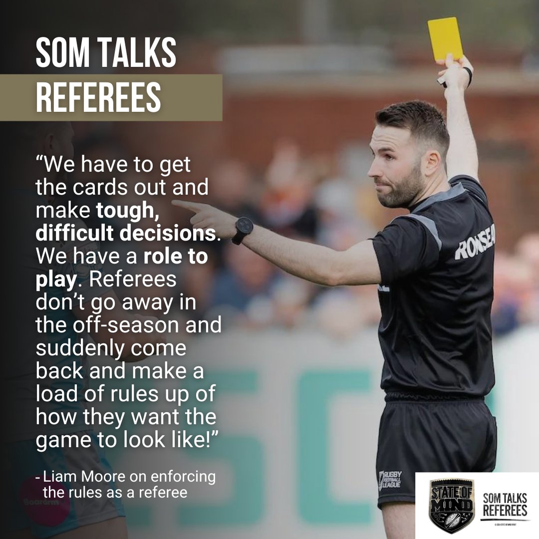 💬 'Ultimately we are the people in the middle who are the bad cop.' Super League referee @liamjmoore1 discusses the mental impact of abuse and more in our new SOM Talks Referees Podcast - links available in the thread below 🎙️⬇️