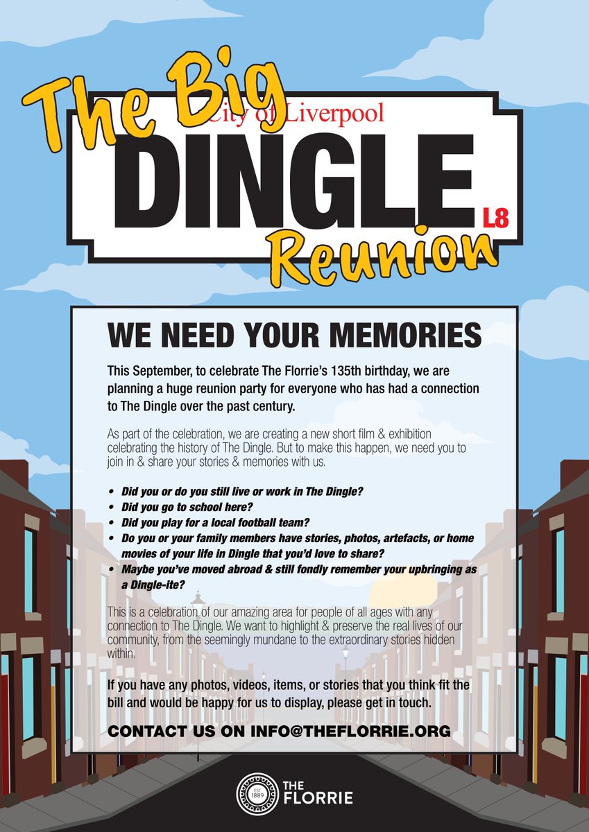 Lived or worked in The Dingle? Played for a local football team? Have photos, artifacts, or stories to share? Fondly remember your Dingle upbringing?
 Send us your contributions to info@theflorrie.org   Let's make this reunion unforgettable! #TheBigDingleReunion