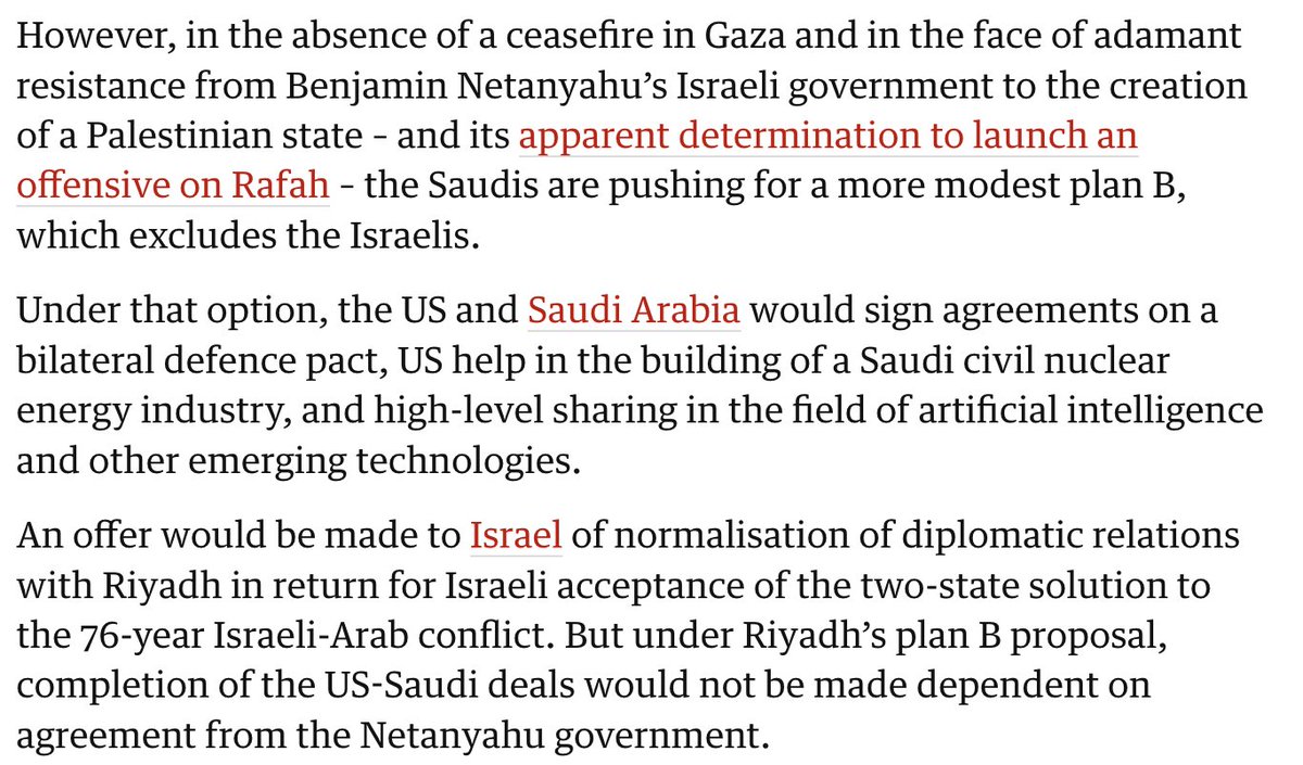 This is...not a good deal for the US! It's just a huge gift to the Saudis for nothing in return: theguardian.com/world/2024/may…