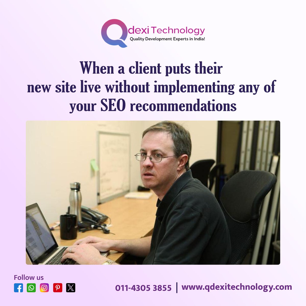 Quality Development Experts in India: Clients are developing websites without following important SEO tips. Qdexi Technology offers quality solutions with an innovative approach. 

#QualityDevelopmentIndia #SEOExperts #ClientSiteLaunch #IndiaWebDevelopment