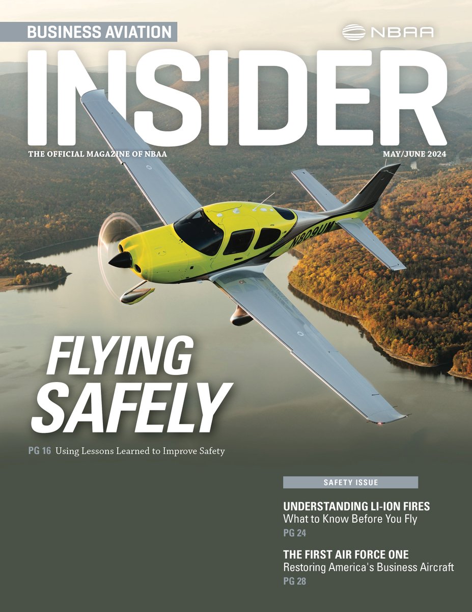 Business Aviation Insider’s 2024 Safety Issue covers recent accidents with vital lessons, lithium ion fire safety tips, and a behind-the-scenes look at refurbishing the first Air Force One. Read the latest issue: nbaa.org/news/business-…