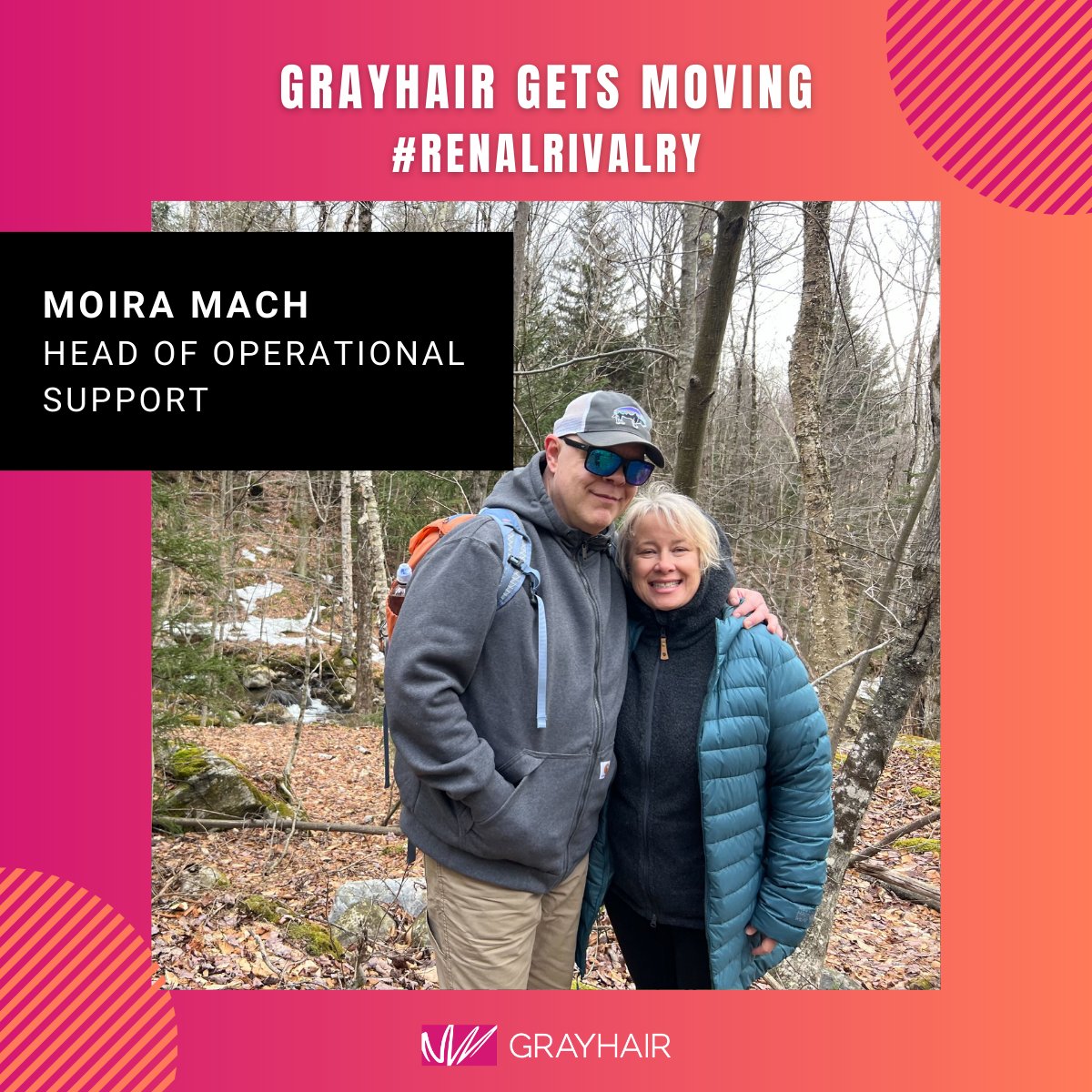 🏞️Hiking for a Purpose! 🧡 
Moira, one of our active team members, hit the trails in support of GrayHair’s mission to raise funds for the National Kidney Foundation's Annual Kidney Walk! 💪