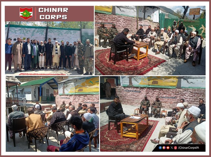 #IndianArmy organised interaction with Ex-Servicemen at Kalaroos, Kupwara. ESM from remote areas also attended the event & issues pertaining to their well-being were discussed & resolved.