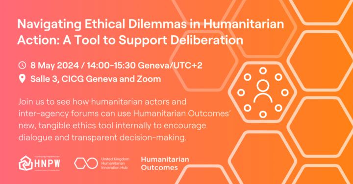 📅 Join us on 8 May for the exclusive launch of our new Ethics Guide and Tool with @HumOutcomes for #HNPW24. 🕒 14:00-15:30 Geneva/UTC+2 👤 Salle 3, CICG, Geneva: vosocc.unocha.org/Report.aspx?pa… 🖥️ Join via Zoom: us02web.zoom.us/webinar/regist… #HNPW24 @ManishaThomas @Orzala, @Tanyawood00