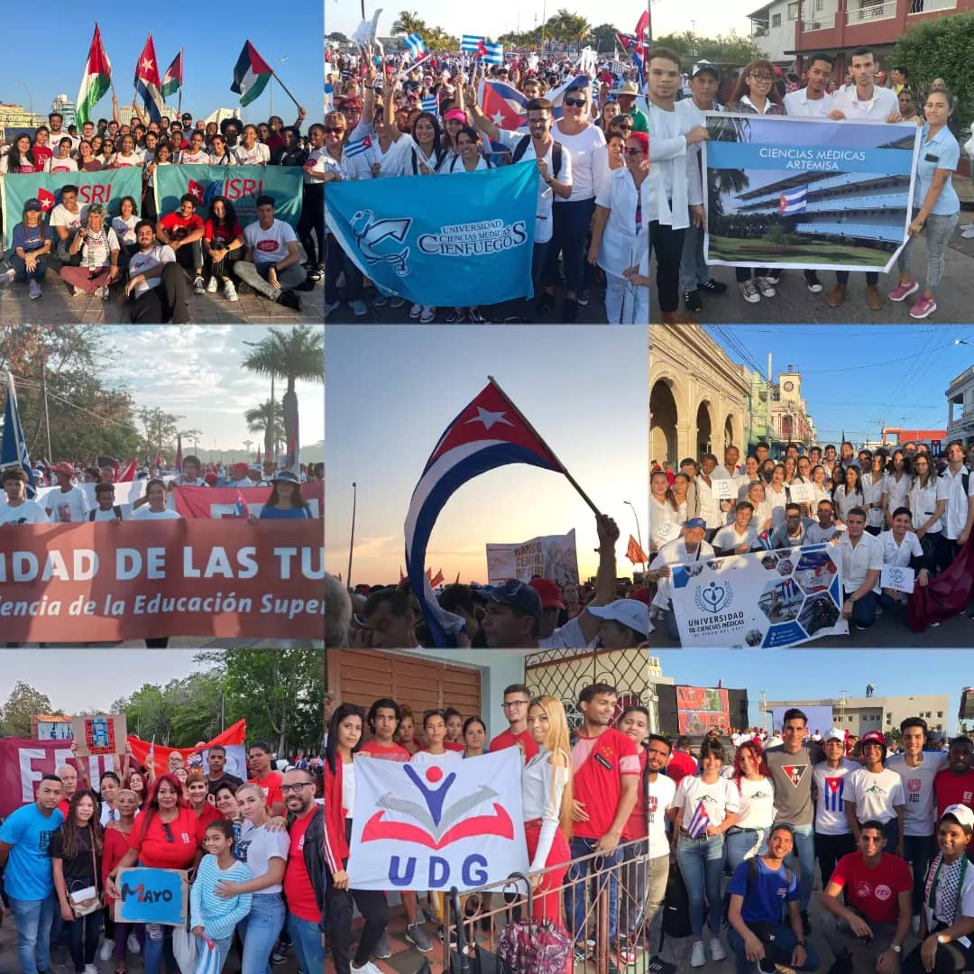 Los Jóvenes universitarios✊🏽 desde todas partes de Cuba🇨🇺, participan junto al pueblo en los actos conmemorativos por el 1ero de Mayo, Día Internacional de los Trabajadores👥. #SomosFEU #SomosCuba #Creandotufelicidad