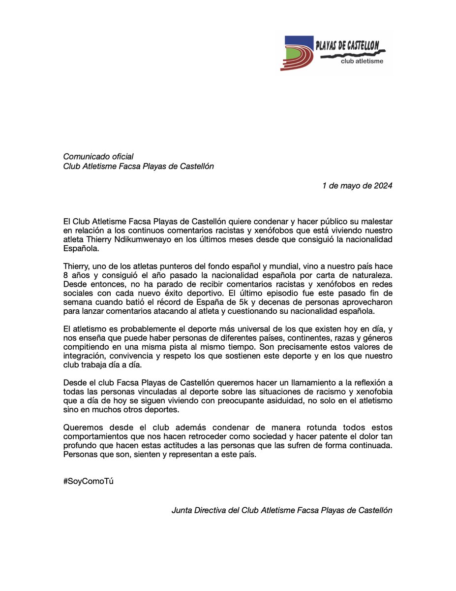 Comunicado oficial 
#SoyComoTú