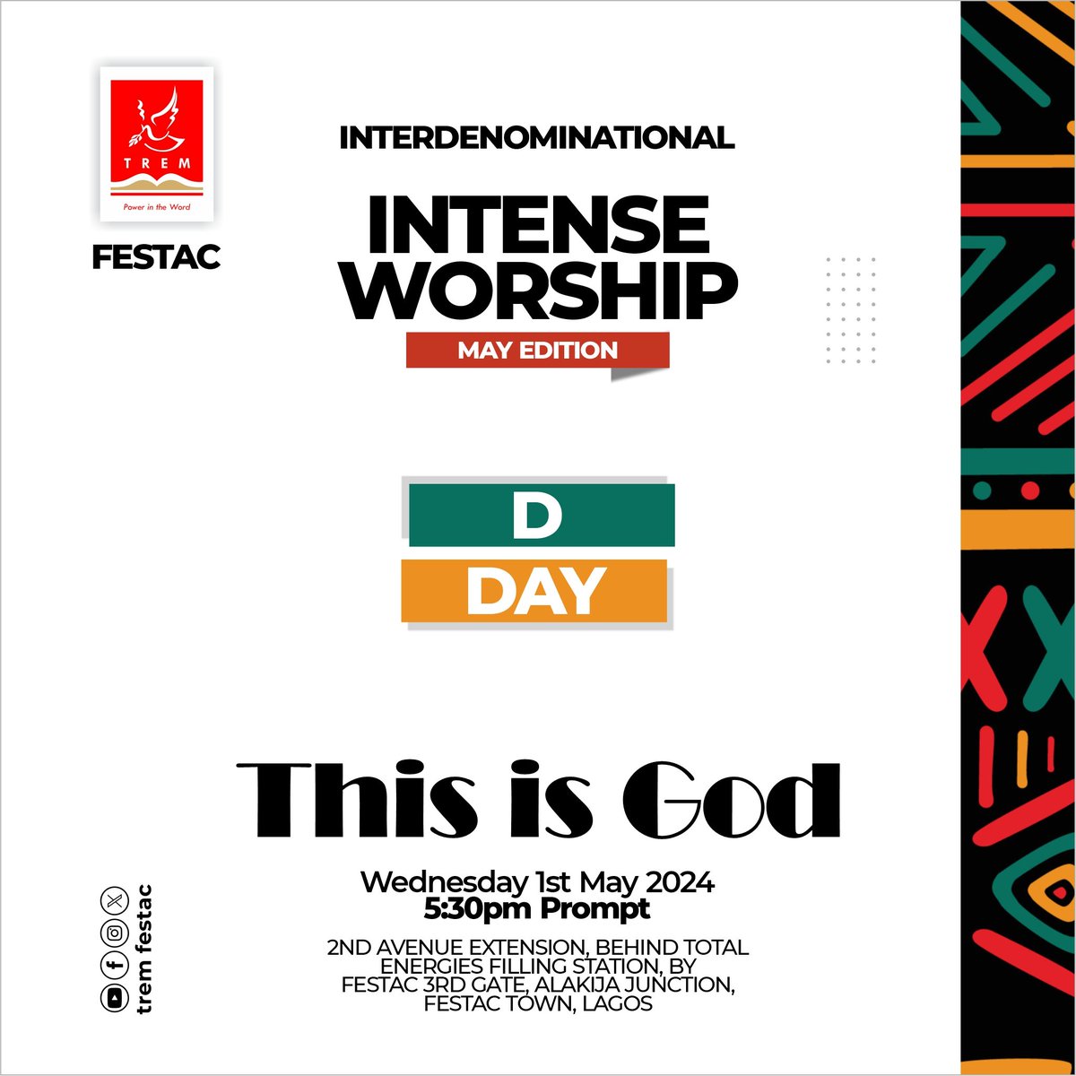 Psalms 29:2 ~ Give unto the Lord the glory due to His name; Worship the Lord in the beauty of holiness. 

@festaconline @SpiricocoNg

#TREM #TREMFESTAC #Intense #Worship #ThisIsGod #IntenseWorship
