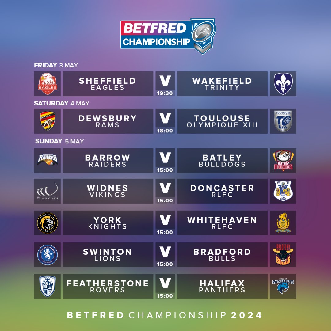 👊 Round 7 Betfred Championship fixtures are in! 👀 The two unbeaten teams finally meet on Friday to fight for that top spot.