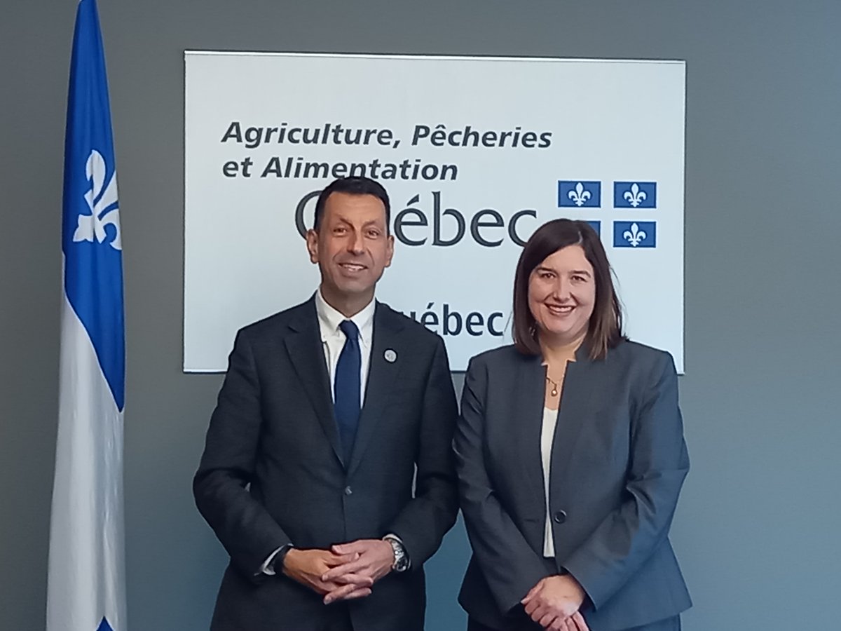 Quebec is a supporter of @FAO's work at nexus of #climate, #biodiversity & food security @KavehZahedi2030 delighted to meet @GouvQc Min. of Environment, @mapaquebec, @MRIF_Quebec & @IFDD_OIF to discuss next chapter of collaboration & learn about Quebec's inspiring action agenda