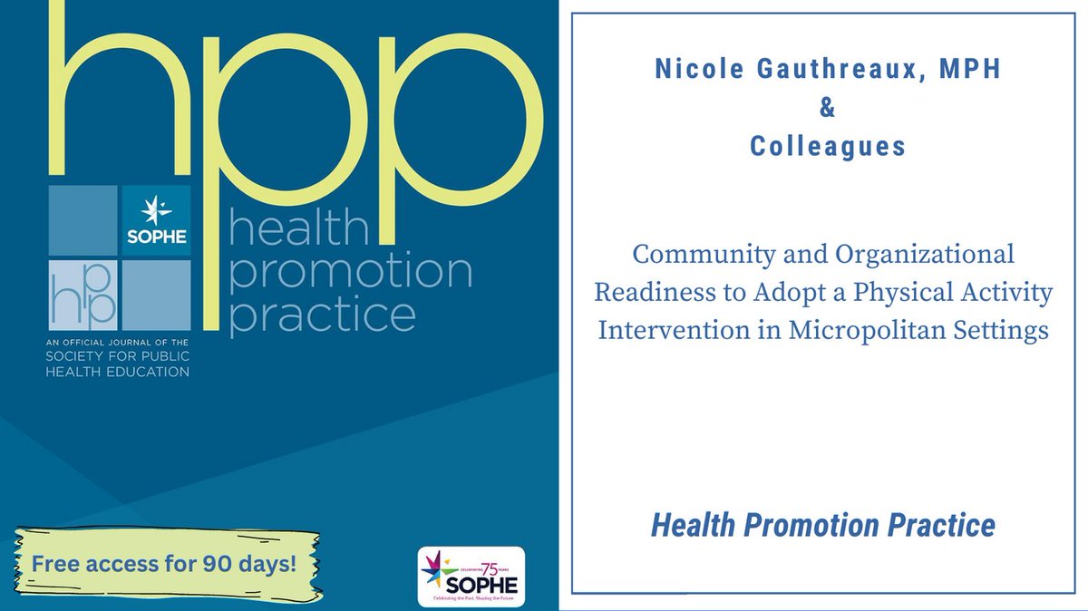 Overcoming barriers is essential to ensure equitable access to health-promoting activities. Learn about a community's readiness to adopt a physical activity intervention. Read the article here: journals.sagepub.com/share/JNZD88QS… @LaNitaSWright @SOPHEtweets @Sagejournals @JeanMBreny