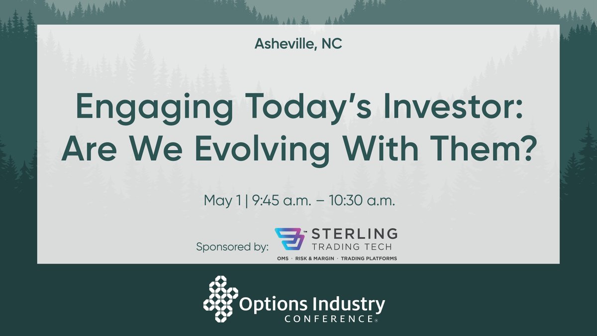 Join discussion on engaging today’s investors with @TheJJKinahan, CEO, IG North America, Johnathan Hampton, Dir. of New Sales & Partnerships @ExegyInc, @JessInskip_, Dir. of Education & Product @OptionsPlay & @SteveQuirk_, Chief Brokerage Officer, @RobinhoodApp at 9:45 am.