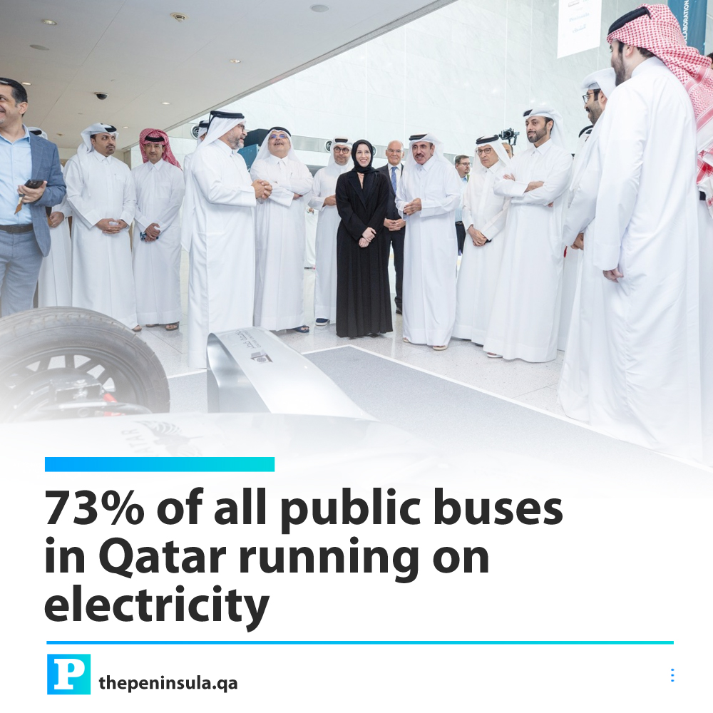 The percentage of electrified public buses in Qatar reached 73% in first quarter (Q1) of 2024 and the plan is on track to reach 100% electric public bus fleet by 2030, said Transport Minister Read here: s.thepeninsula.qa/nbjpxk #Qatar #Doha
