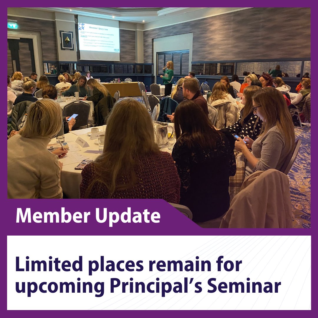 📣 Limited places remain for the Principals’ Seminar in Monaghan on Thurs, 9 May. 🗨️ Speakers will cover a range of topics including legal matters, conditions and terms of employment, and much more. 📌Hillgrove Hotel 💶 Cost: €40 💻: bit.ly/3JIQ2iS