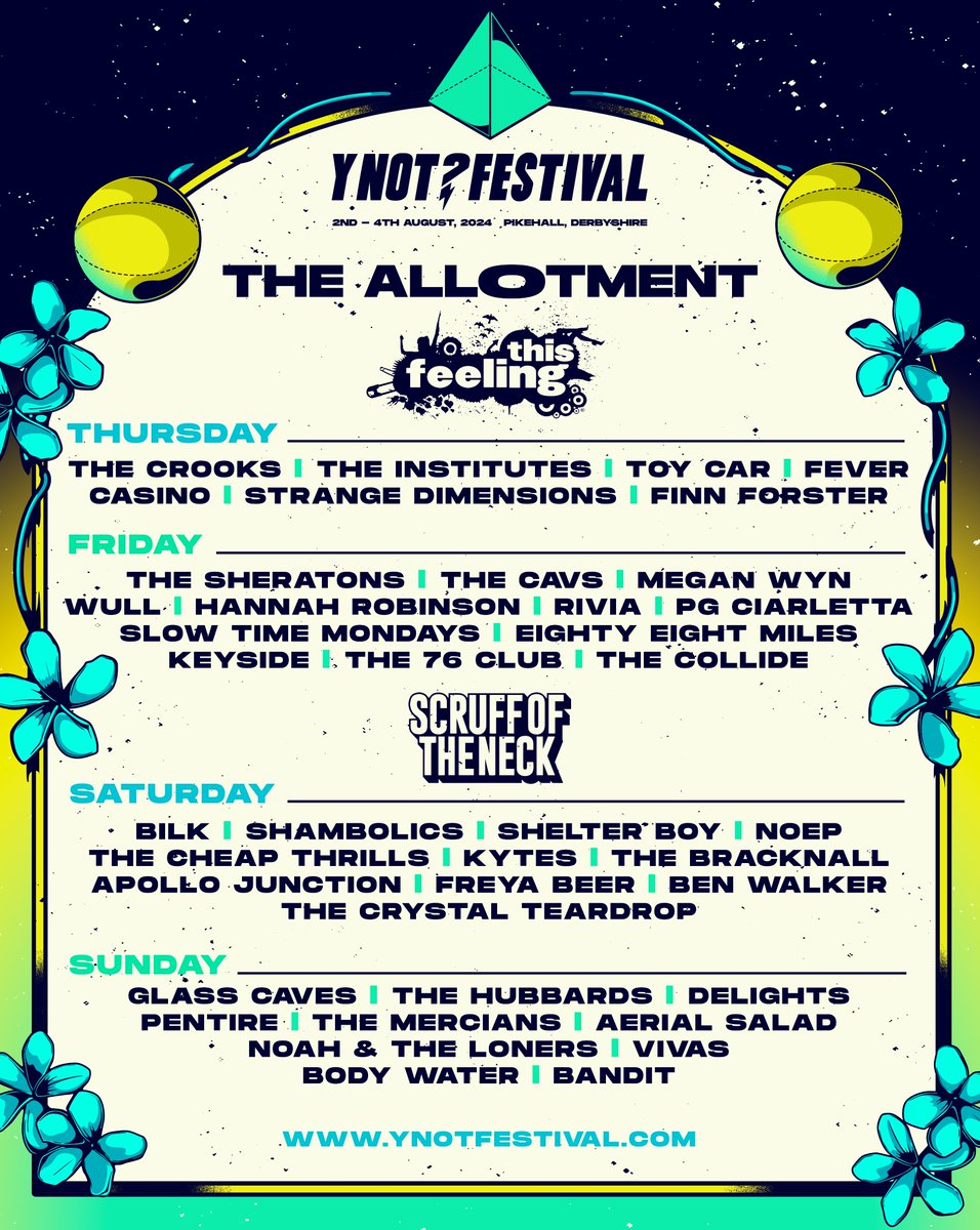 🌻 THE ALLOTMENT 🌻 Our pals @This_Feeling and @scruffoftheneck are co-curating THE place to discover your new favourite artist. Feast your eyes on the line up, and LIKE if you'll be spending most of your time here! 😍 🌿 ⚡ynotfestival.com/tickets