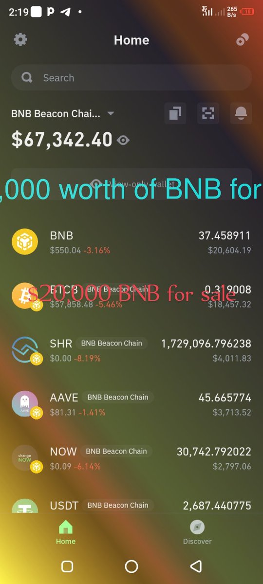 $20,000 BNB for sale,you must have a verified trust wallet,I'm open for business 💯🌍