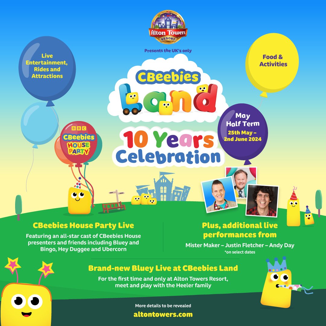 The Arts Shelf (@theartsshelf) on Twitter photo Alton Towers Resort celebrates the 10th anniversary of the UK's only CBeebies Land this May!
MORE INFO 👉 wp.me/p2HOoN-WkS
<a href="/CBeebiesHQ/">CBeebies Grown-Ups 🎉</a> #AltonTowers #CBeebies #Bluey #HeyDuggee Alton Towers Resort celebrates the 10th anniversary of the UK's only CBeebies Land this May!
MORE INFO 👉 wp.me/p2HOoN-WkS
<a href="/CBeebiesHQ/">CBeebies Grown-Ups 🎉</a> #AltonTowers #CBeebies #Bluey #HeyDuggee