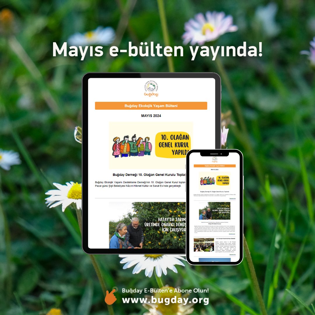 Mayıs e-bülteni çıktı! 🥳

E-bültene abone olmak için:

👉 bugday.org/blog/duzenli-d…

#BuğdayDerneği #YaşamDönüşümdür #EkolojoikYaşam #Ebülten #BuğdayBülten #BuğdayEbülten