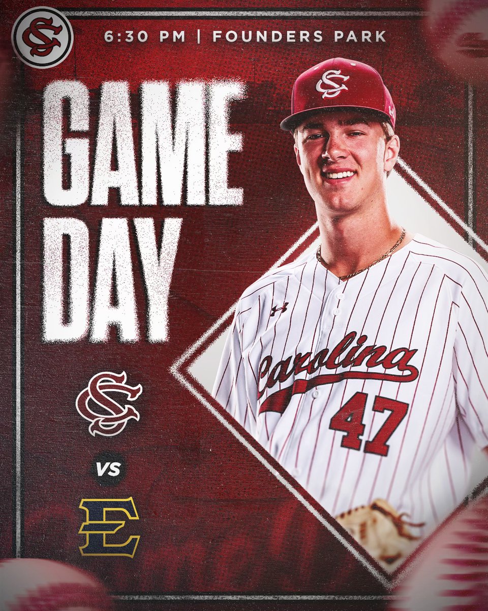 The final home midweek of the season 🆚 ETSU 🕡 6:30 p.m. 🏟️ Founders Park 📻 bit.ly/462fHLW 🖥️ es.pn/3Wn45lH 📊 bit.ly/3Wgxuhs 🎟️ bit.ly/4bjepzj #Gamecocks | #ForeverToThee