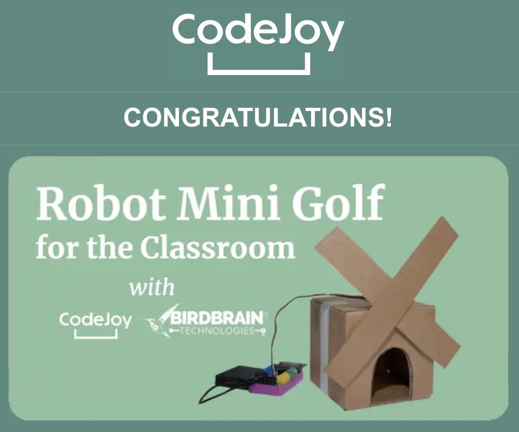 I am excited to have gotten a spot in CodeJoy’s summer course, Robot Mini Golf for the Classroom through the Pathfinders Summer Institute 2024! Free for all public teachers and librarians - join me! PathfindersSummerInstitute @CodeJoyEdu @birdbraintech @InfyFoundation