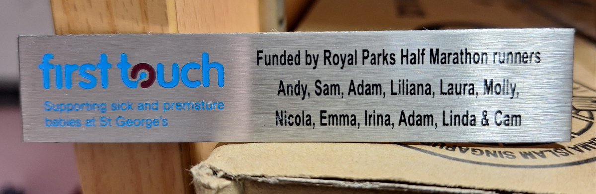 We took delivery of a batch of new plaques today, which we will place on our recently purchased medical equipment. We feel it is important to acknowledge those who go the extra mile to raise money for us. Our thanks to Impressions Engraving for always doing an excellent job.