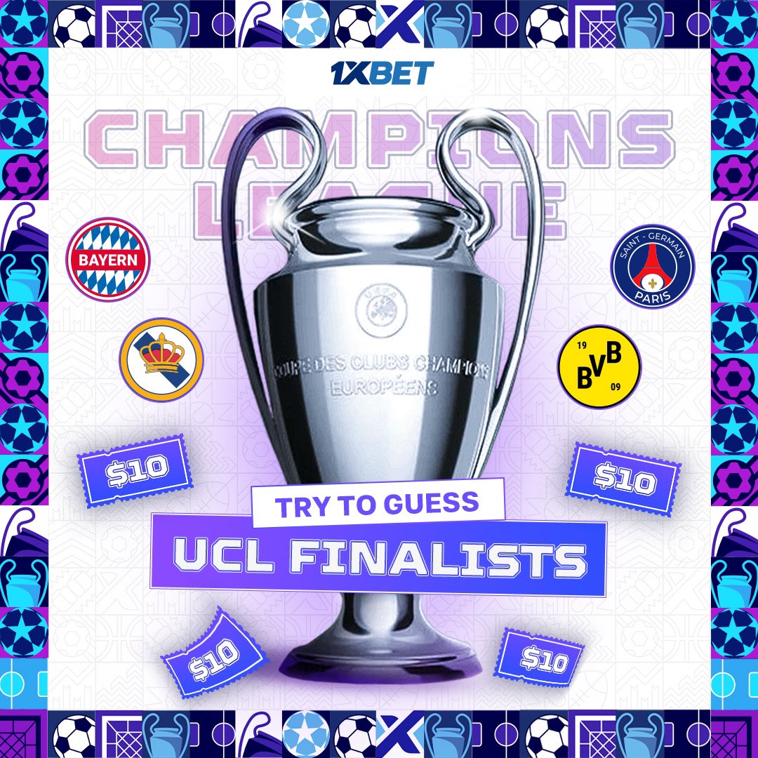 #UCL knockouts on fire 🎸🤩 Try to guess Champions League 2024 finalists and get a chance to win promo code 💰 Follow @1xBet_Eng, press ❤️ and drop a comment with your 🆔 & prediction Results after the semi-finals P.S. there will be a lot of winners 🤫 Don’t miss your…