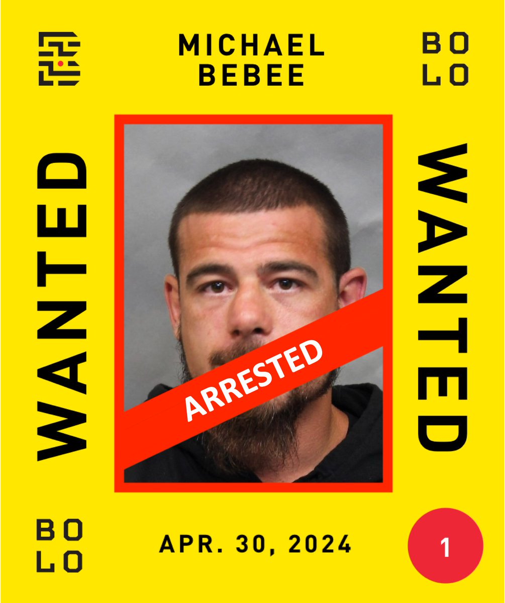 BOLO #1 fugitive Michael Bebee has been arrested. The @ChtownPolice made the arrest yesterday based on a tip from the public. If you know the whereabouts of the other fugitives on the list, contact the police. boloprogram.org Detail: tps.to/59537