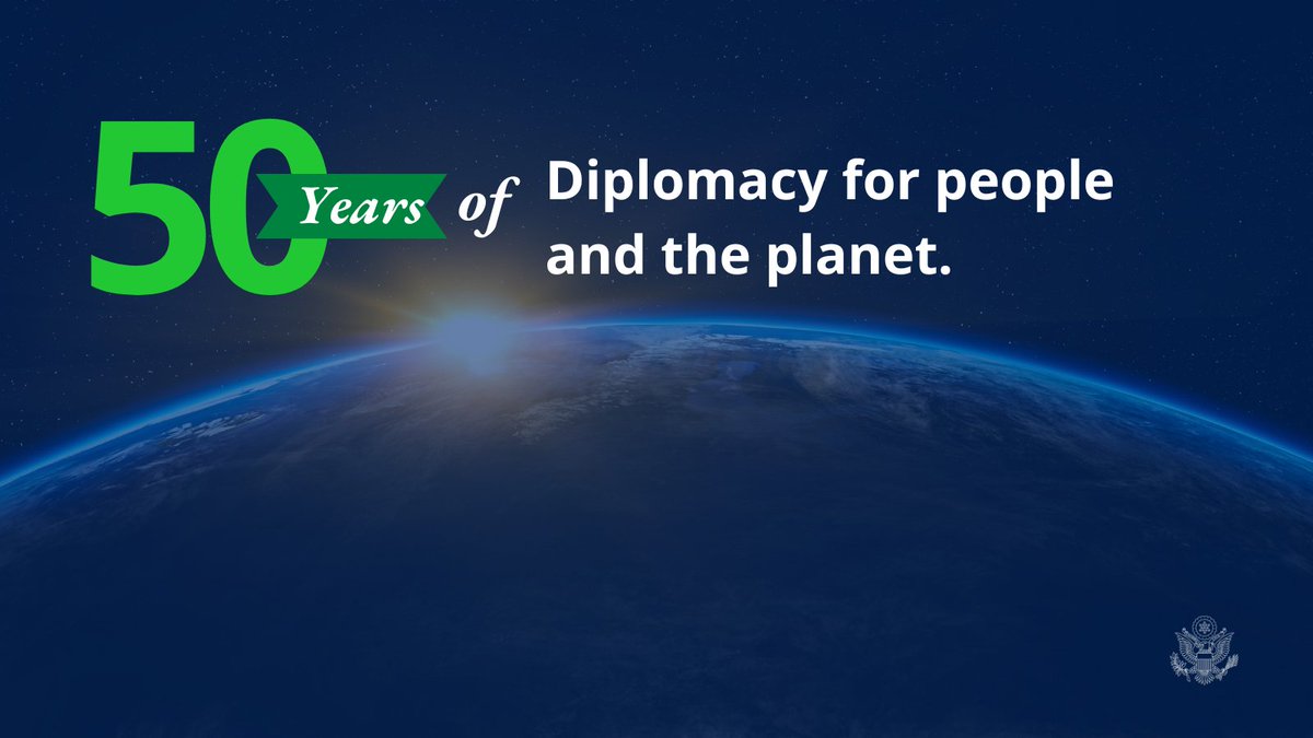 The topic of #SpaceDiplomacyWeek today is the history of #SpaceDiplomacy & this year is the 50th anniversary of the creation of our bureau which tackles challenges from the bottom of the ocean to the reaches of outer space. It's been an honor to serve for a half a century!