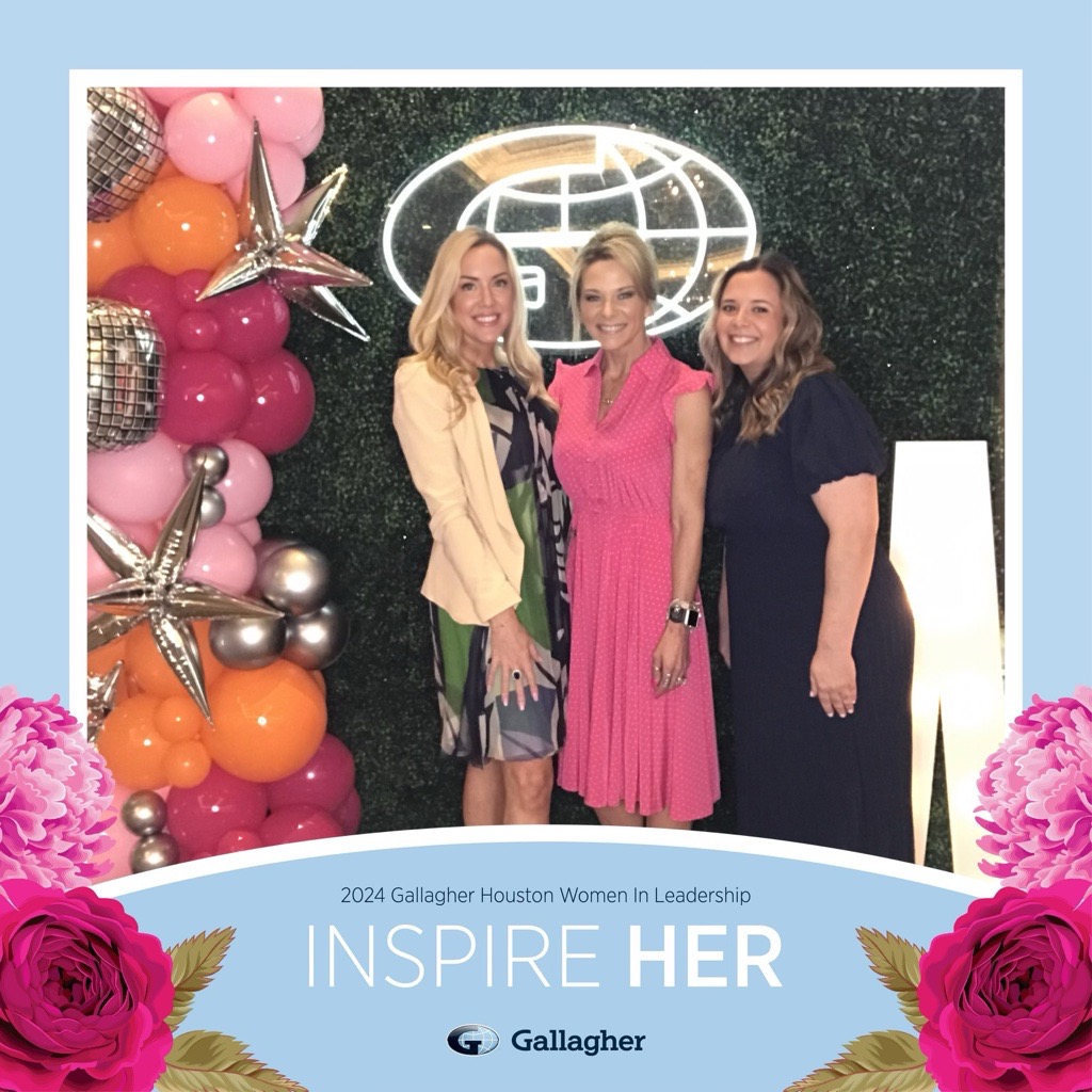 We were excited to attend the 2024 Women in Leadership Event: Inspire HER today in #HTX. Our CEO, Kathryn Mujezinovic and branch managers Beverly Litton and Alison Hennessy had a great time at this event for career-minded women. #GallagherHoustonWIL #InspireHer @drlauramurillo