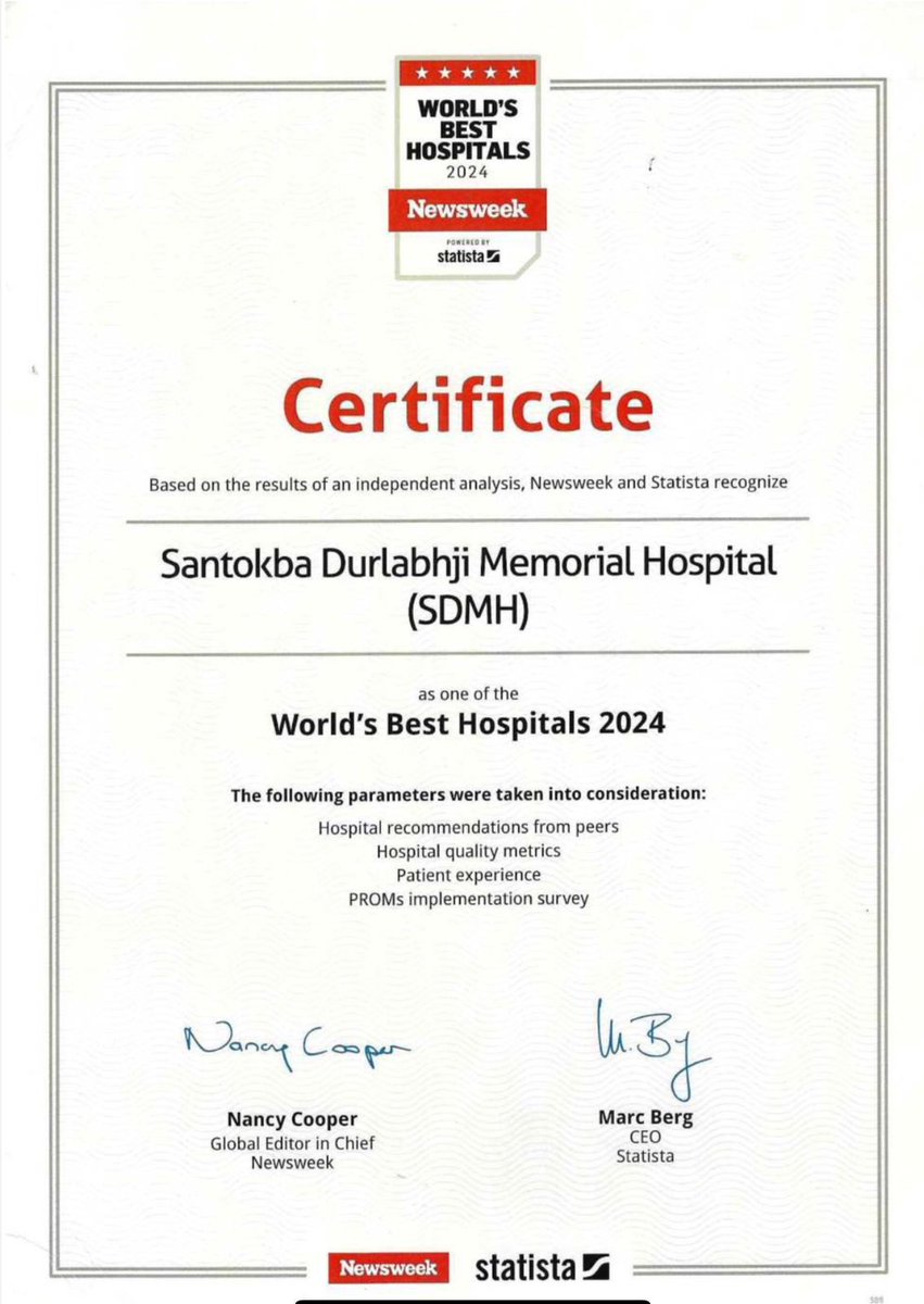 Congratulations Team Santokba Durlabhji Hospital, Jaipur for featuring in the @Newsweek global list cc: @CafeSSC (Sh Yogi Durlabhji read history 1967-72) Clip: First India, Jaipur