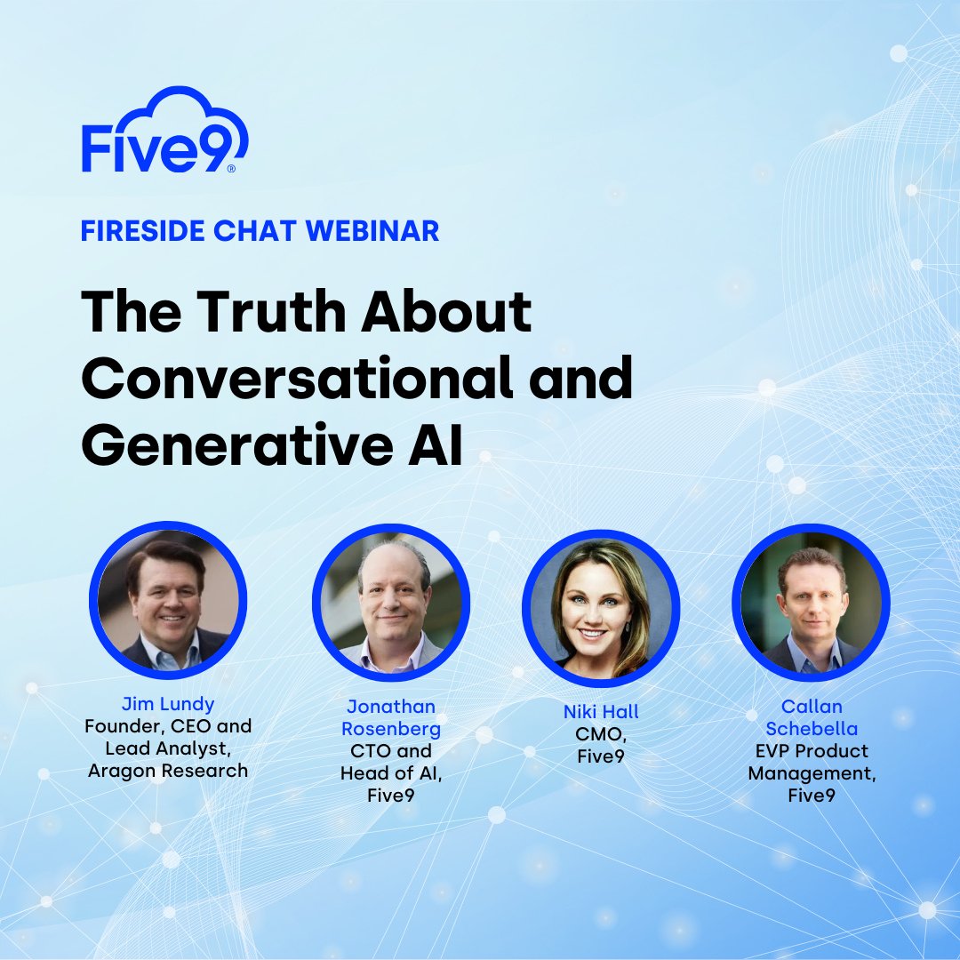 Hear first-hand what the future of customer service could be with #ConversationalAI! Join @AragonResearch1 and industry leaders to uncover how #GenerativeAI is reshaping contact centers. Watch now! @JimLundy @nikihall @jdrosen2 @cschebel #Five9 spr.ly/6015bF17B