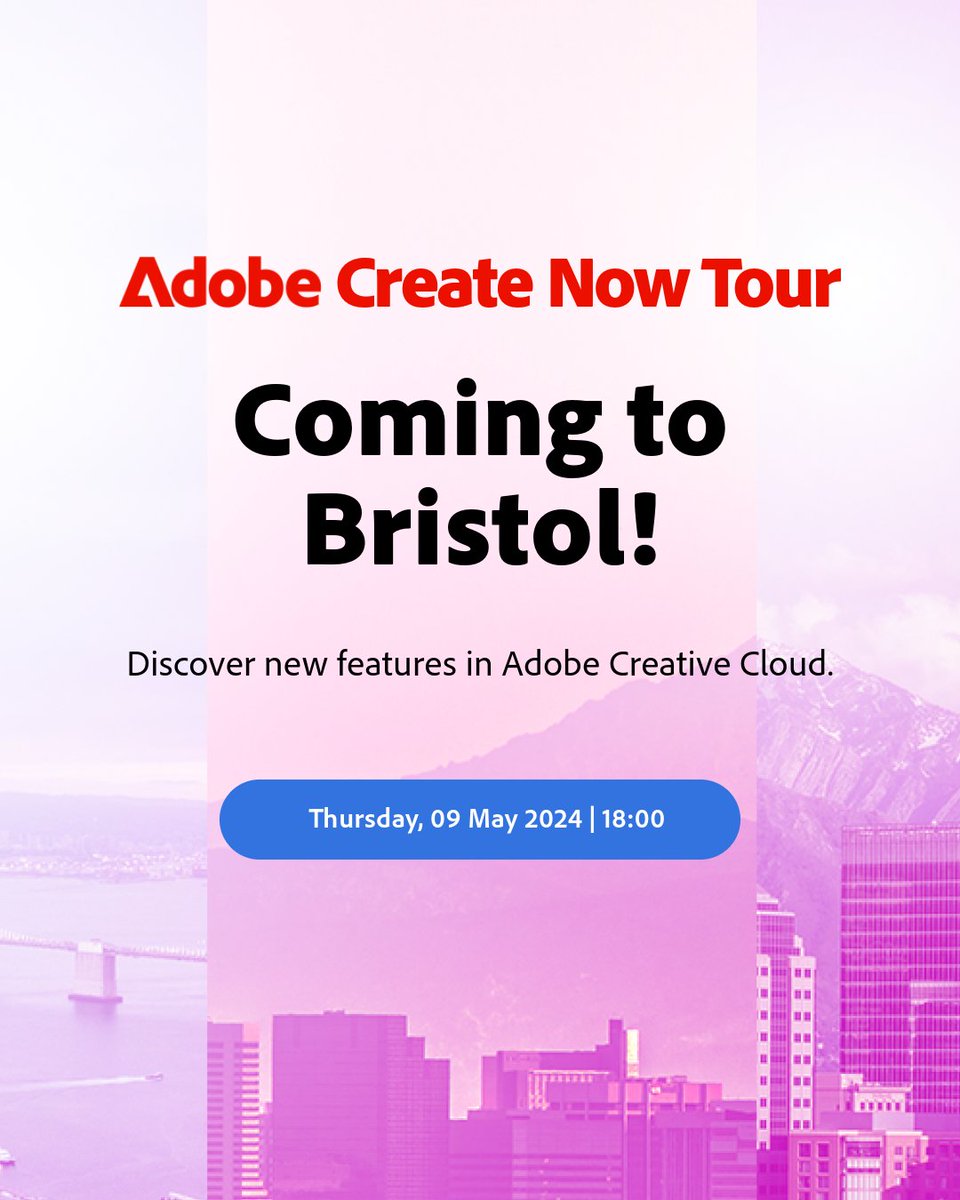 Creativity ✅ Inspiration ✅ Networking ✅ Join the design community at Adobe Create Now and level up your creative process 💪 Sign up for the Bristol leg now 👇 adobe.ly/4agFy5j #AdobeCreateNow #CommunityXAdobe