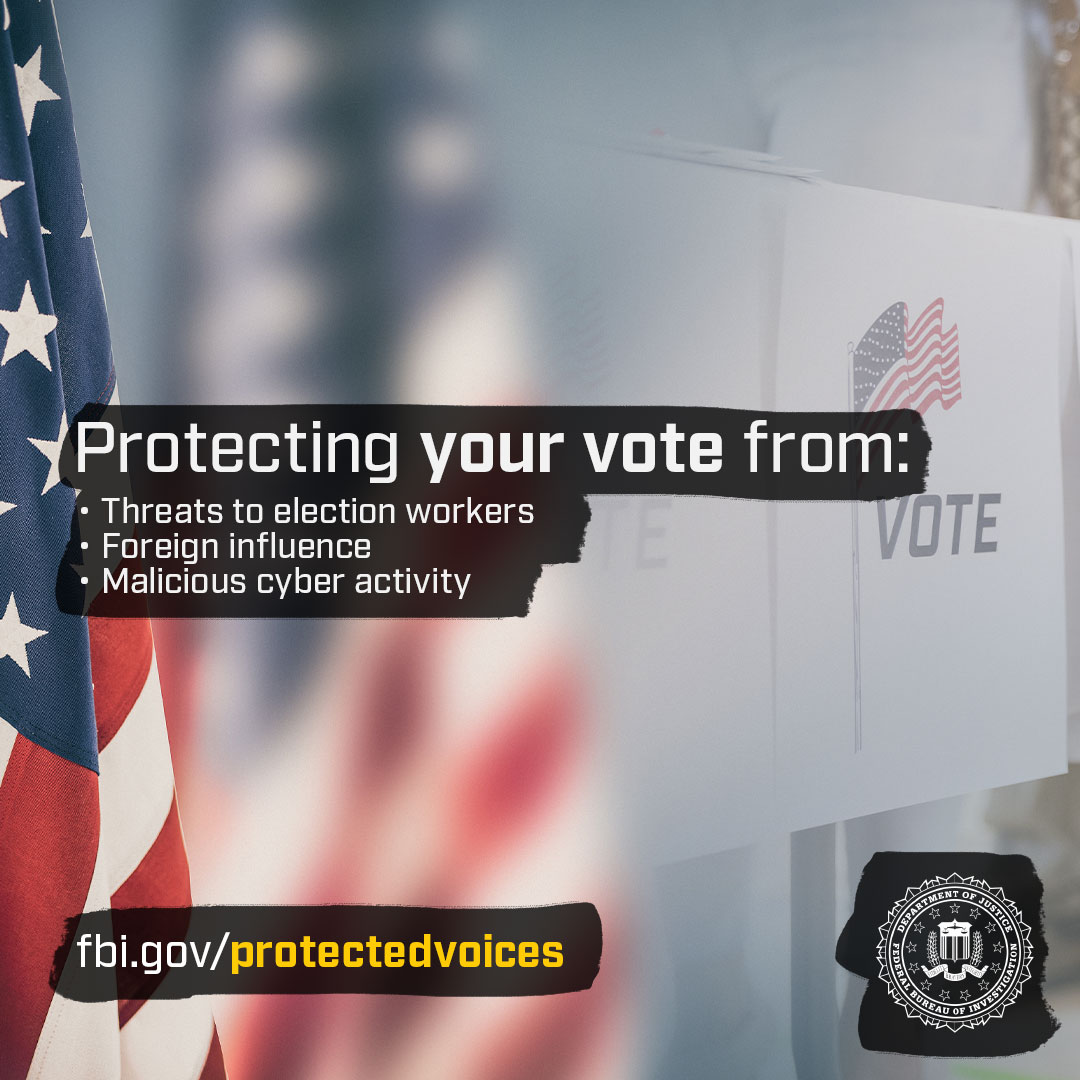 Preparations for a secure election start months before Election Day. Learn how the #FBI works closely with federal, state, and local partners to identify and stop any potential threats to free, fair elections at fbi.gov/protectedvoices.