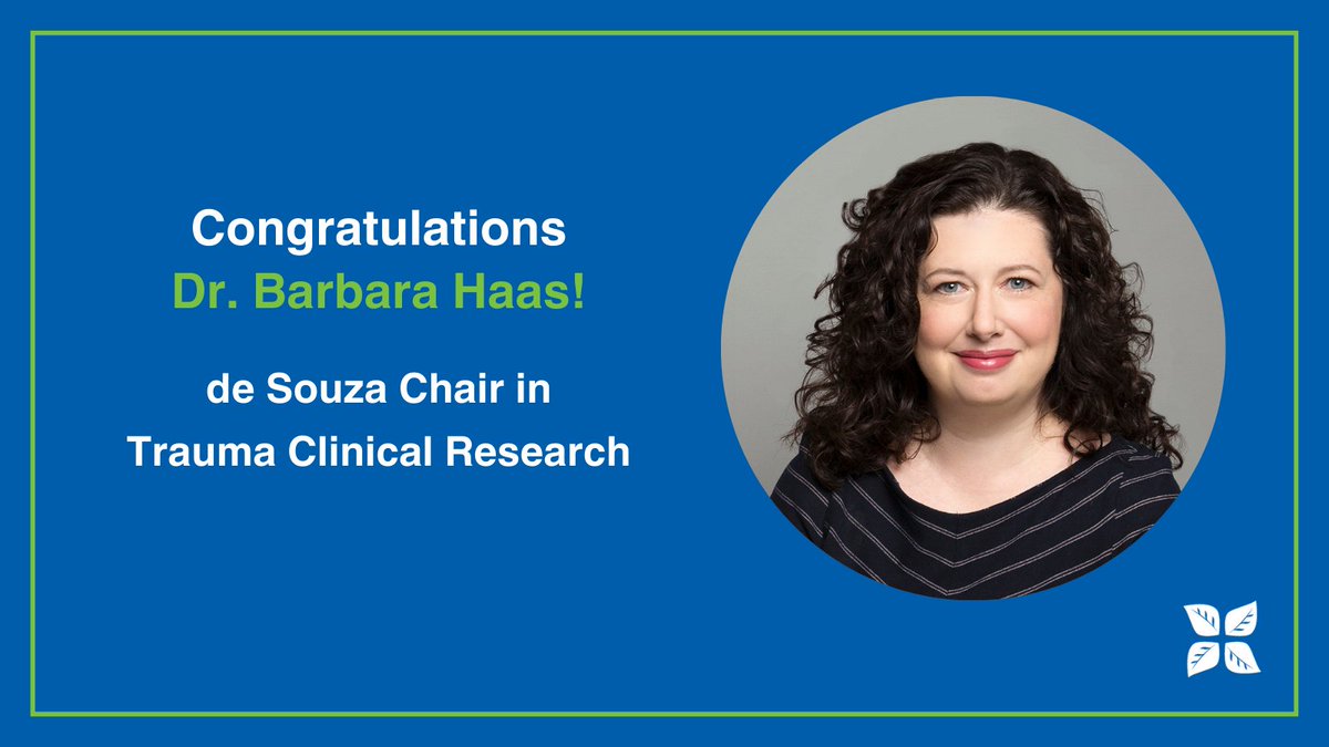 We are pleased to announce the appointment of Dr. Barbara Haas to the de Souza Chair in Trauma Clinical Research. Dr. Haas’ overarching focus will be on improving patient long-term outcomes after injury and improving equity in trauma care. Read more: bit.ly/44l8qYE