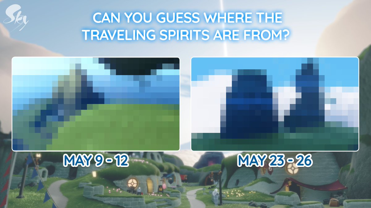 🕯️ Can you guess where these Traveling Spirits come from? 🕯️

A Traveling Spirit (TS) will be visiting Sky in April on these dates: 
🔸May 9th
🔸May 23rd