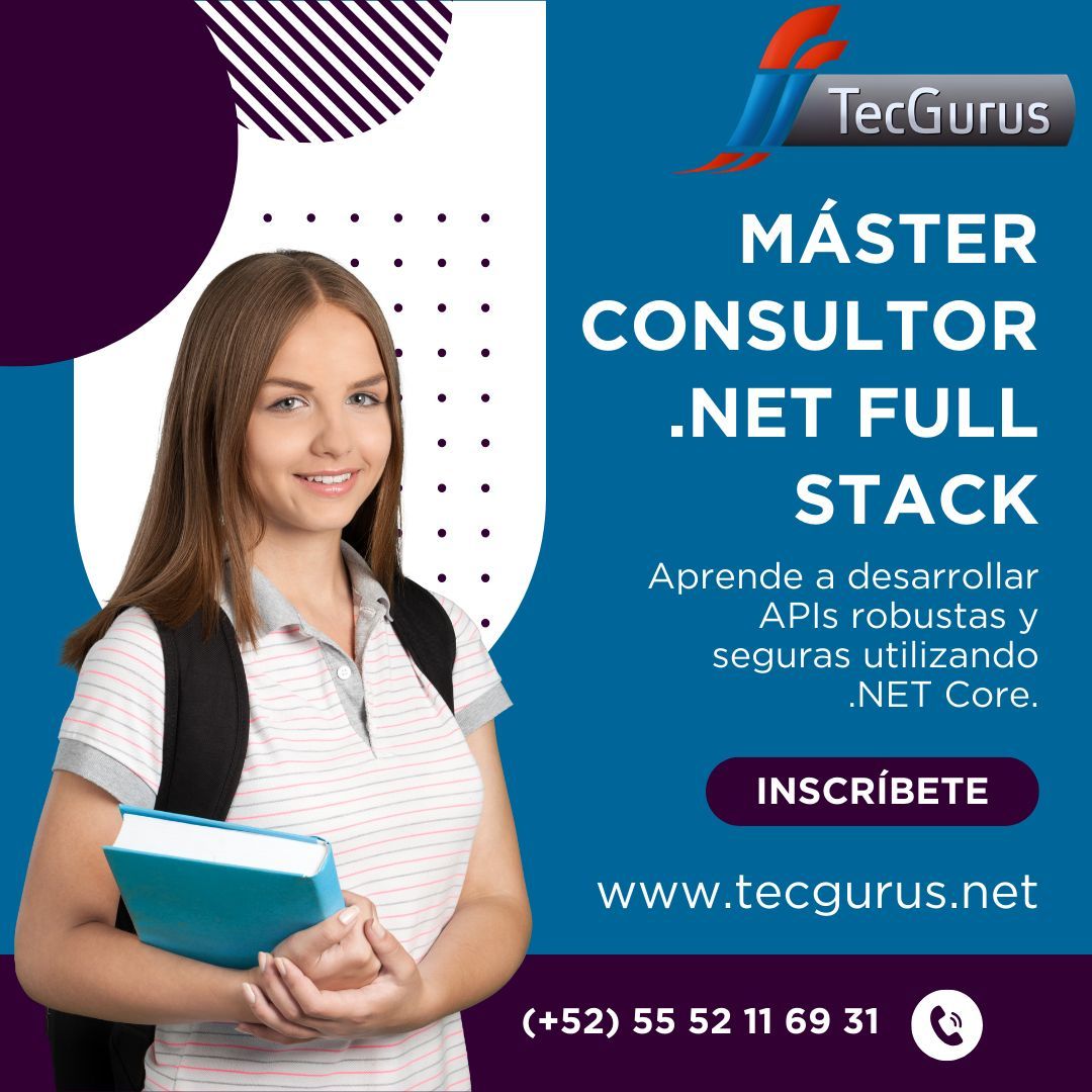 🚀 Avanza con el Master Consultor .NET Full Stack de Tec Gurus. 
13 de mayo. 135 horas en 8 meses. 

Con clases de inglés, diploma, insignia TG, beca 50% y mucho más.

Conoce más beneficios en: buff.ly/4c4fhsQ

#TechSuccess #CrecimientoProfesional #SoyGuru