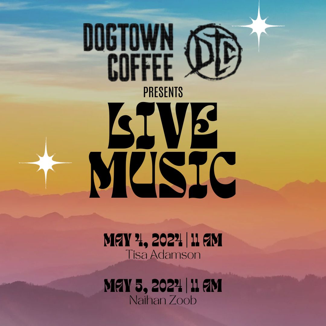 Join us for live music this weekend at Dogtown Coffee! On May 4th, Tisa Adamson will be performing at 11am, followed by Nathan Zoob on May 5th also at 11am. Come enjoy great music and delicious food! 

#LiveMusic #DogtownCoffee #thingstodoinSantaMonica